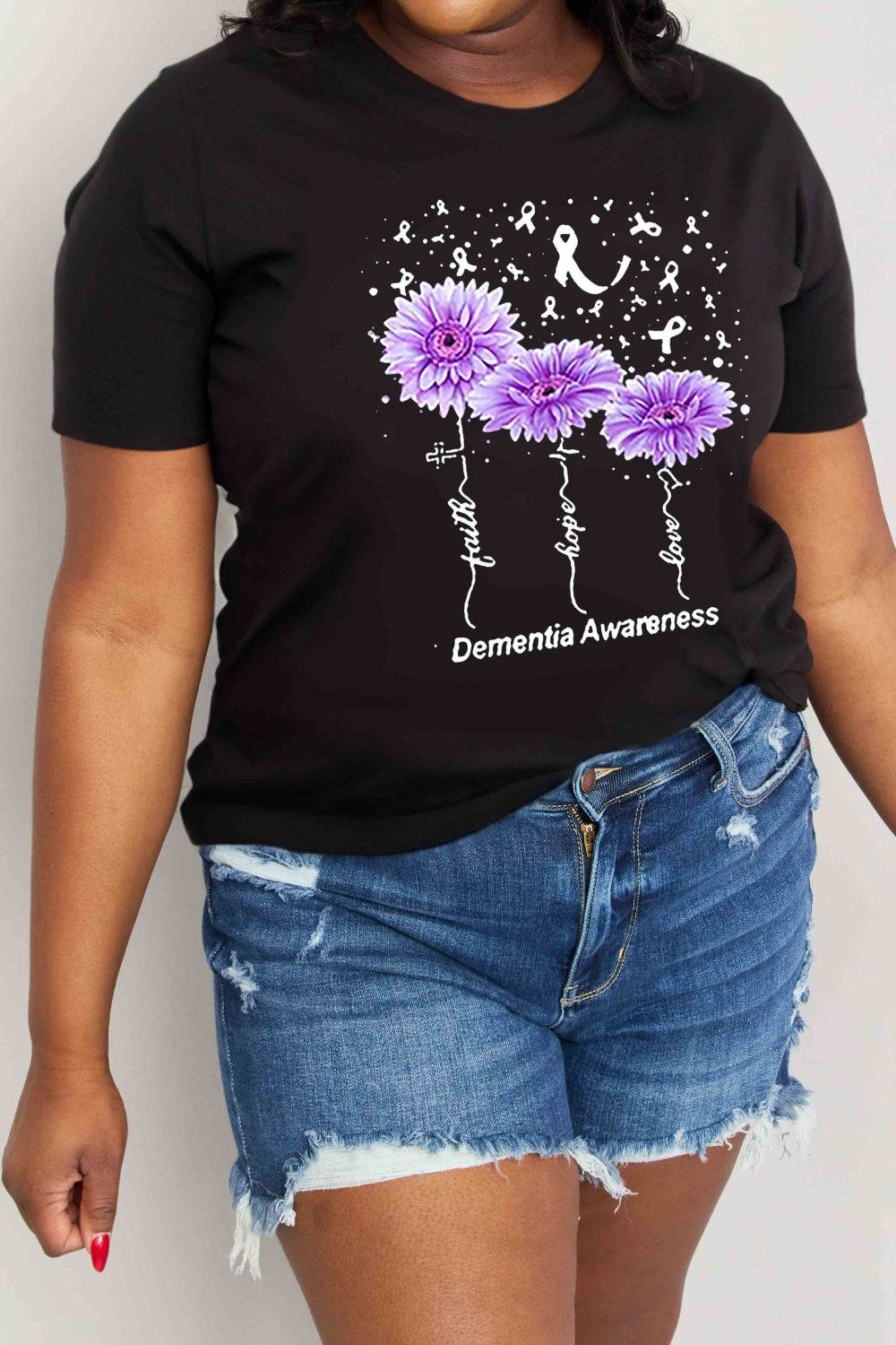 Simply Love Full Size Dementia Awareness Graphic Cotton Tee