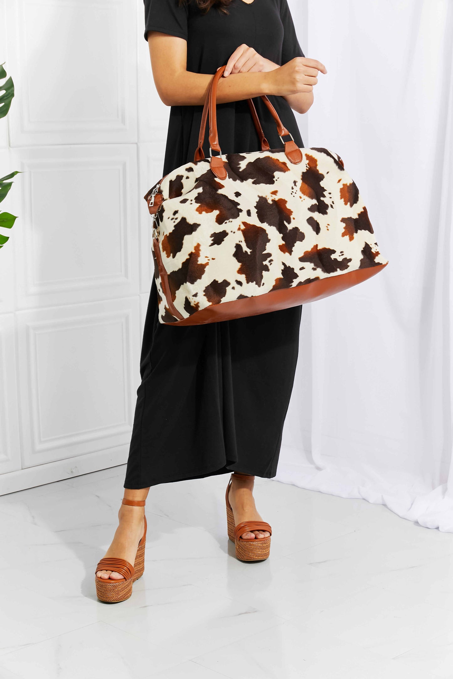 Bolso de fin de semana de felpa con estampado animal