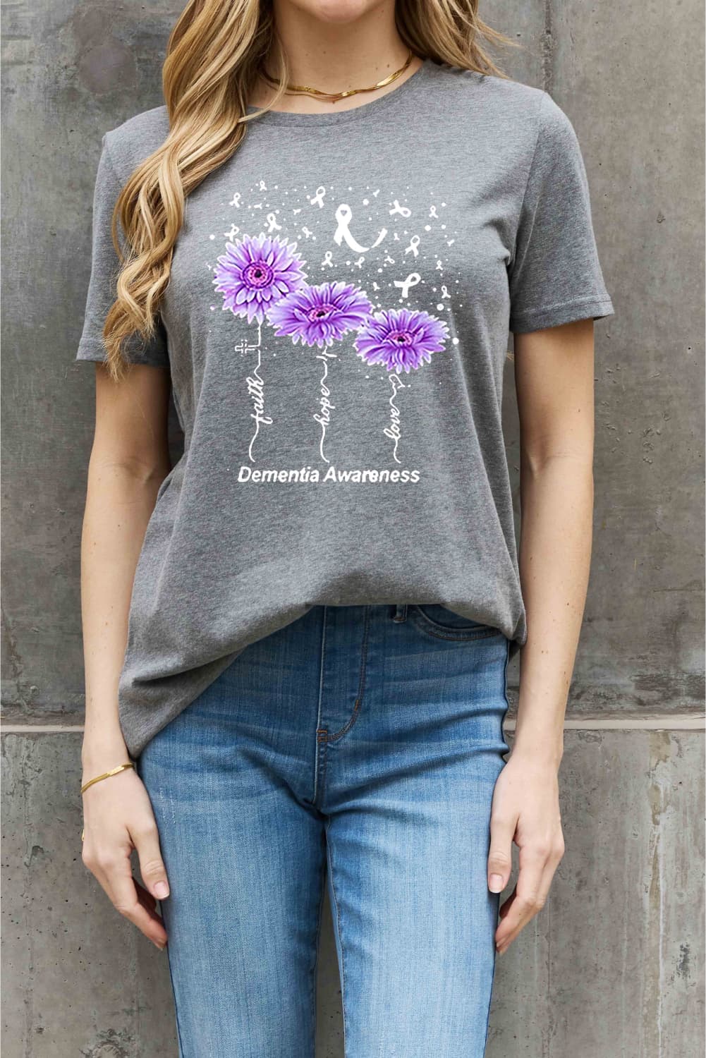 Simply Love Full Size Dementia Awareness Graphic Cotton Tee