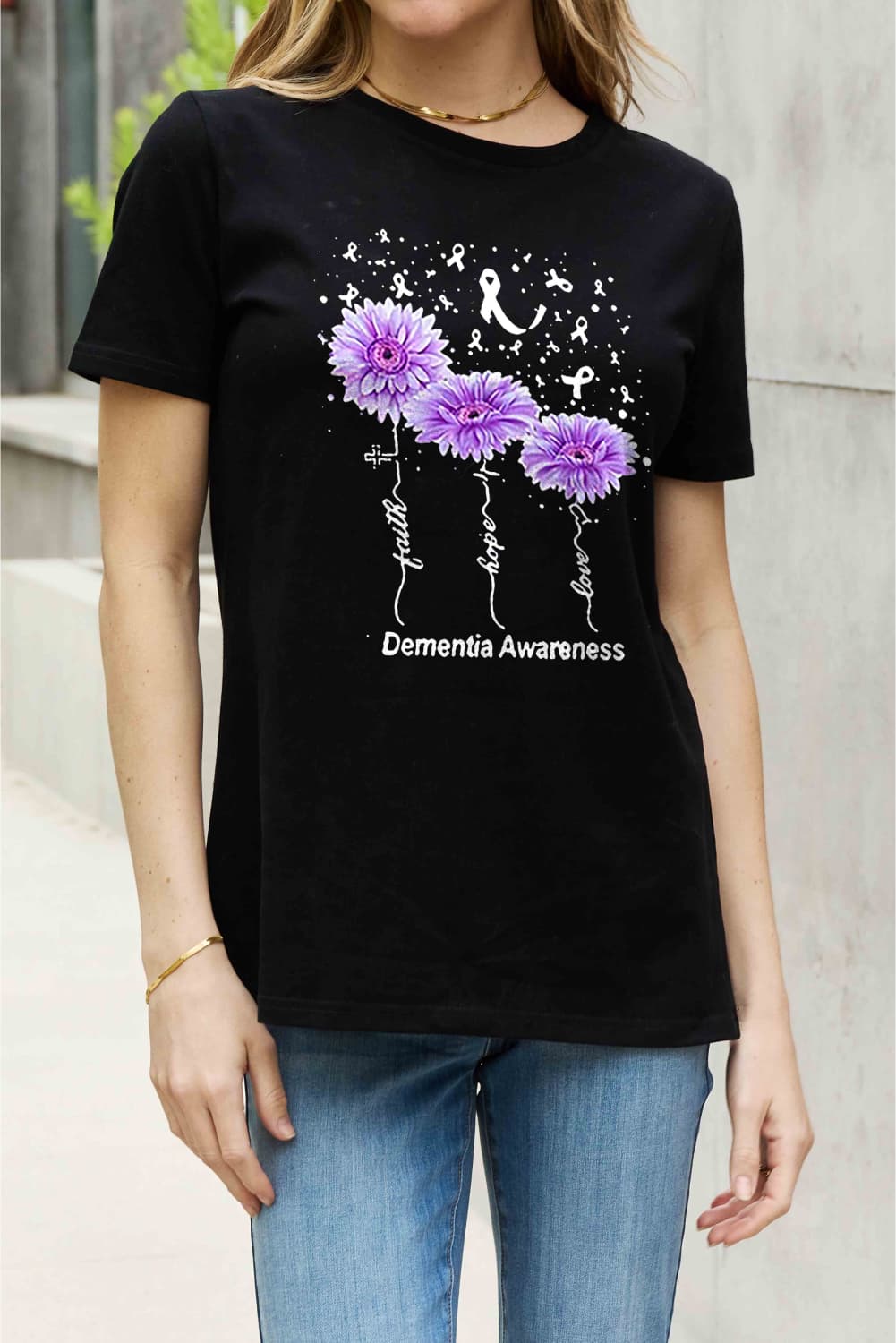 Simply Love Full Size Dementia Awareness Graphic Cotton Tee