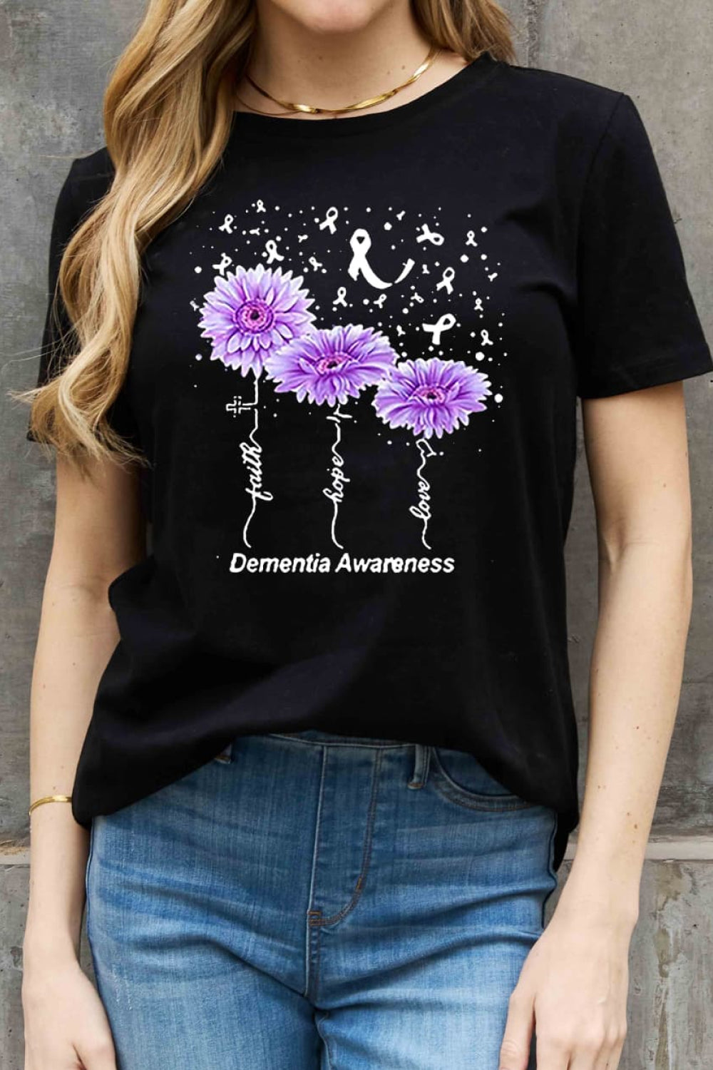 Simply Love Full Size Dementia Awareness Graphic Cotton Tee