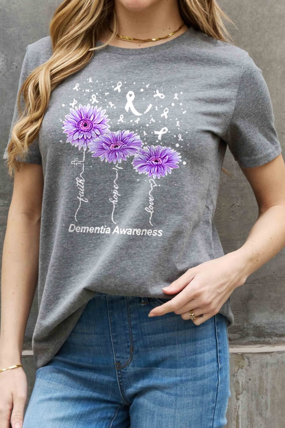 Simply Love Full Size Dementia Awareness Graphic Cotton Tee