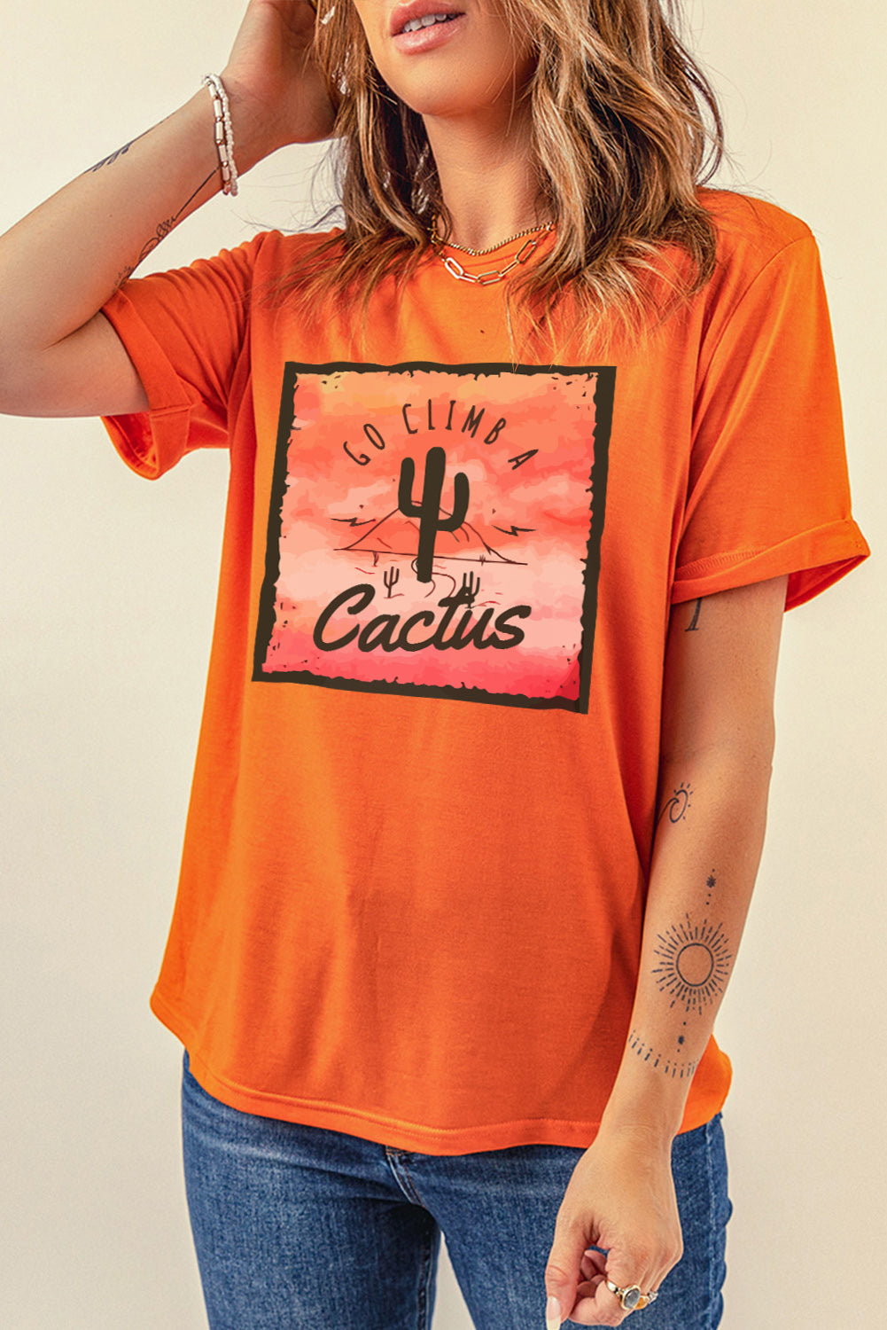 Camiseta con estampado de eslogan Go Climb A Cactus