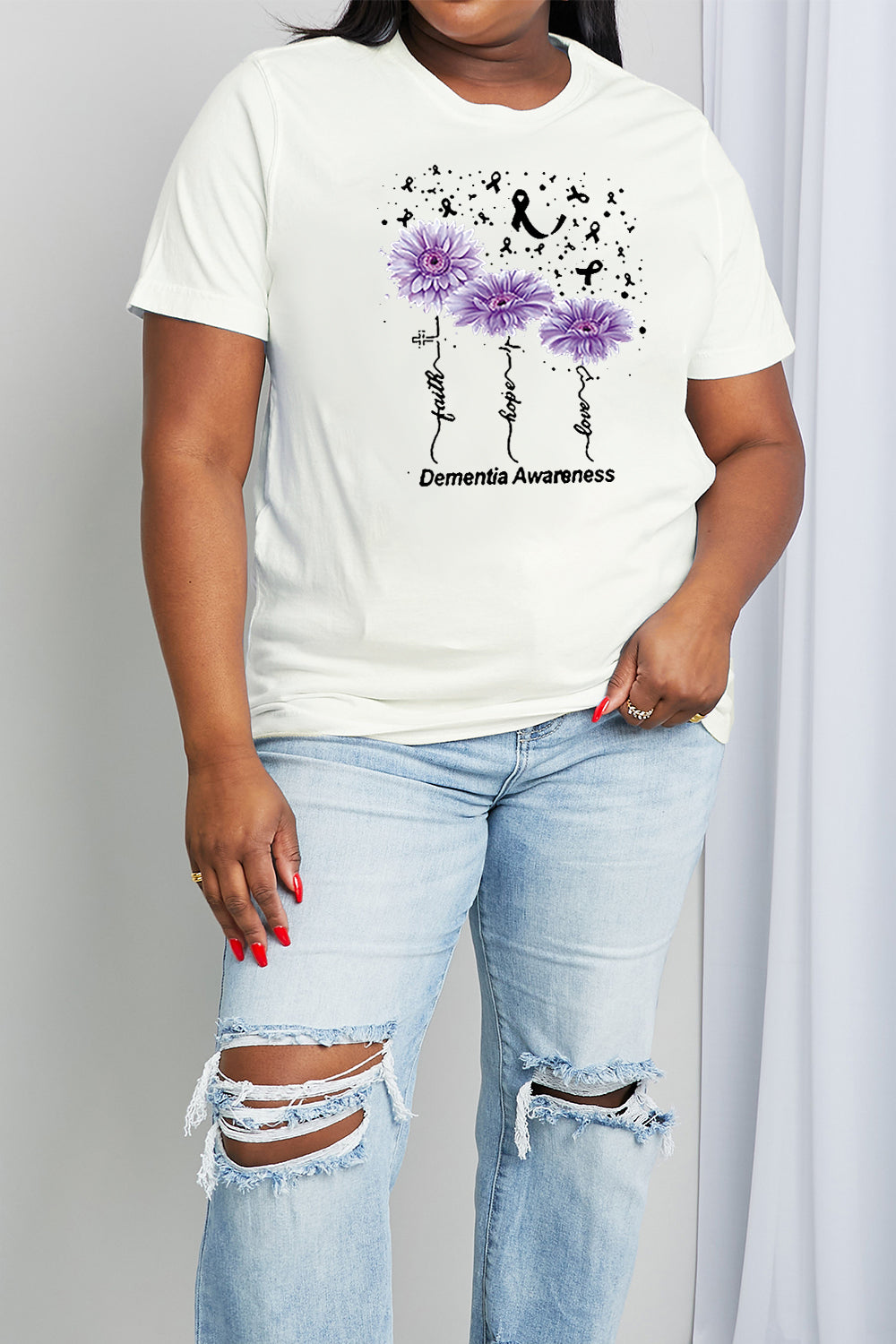 Simply Love Full Size Dementia Awareness Graphic Cotton Tee