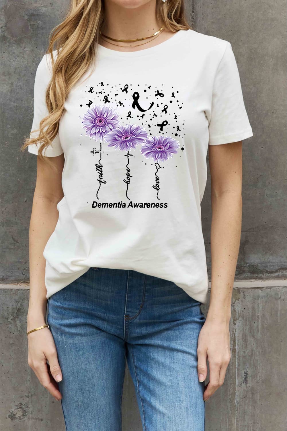 Simply Love Full Size Dementia Awareness Graphic Cotton Tee